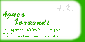 agnes kormondi business card