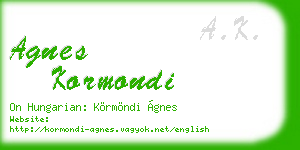agnes kormondi business card